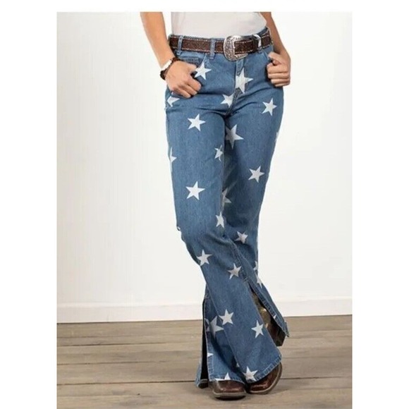 Rock & Roll Denim Marsha Flare/Bell Jean Stars 31x34 NWT‎ - Picture 5 of 11